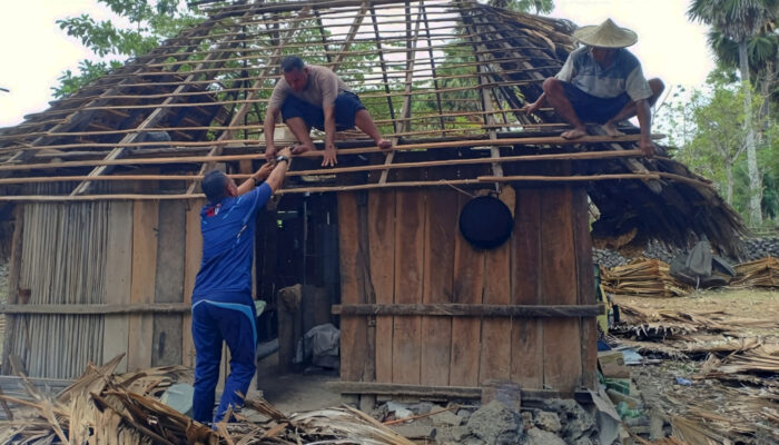 Bantu Renovasi Rumah Warga, Kapolsek Lobalain dan Personel Mencuri Simpati Kapolda NTT