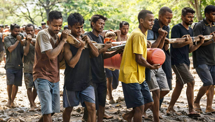 Warga Oe’ekam Gotong Royong Pulihkan Jaringan Listrik Pasca Banjir Kali Maiskolen